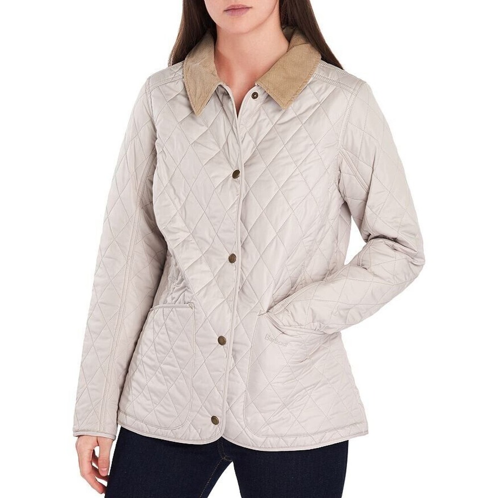 Barbour Quilted Puffer Jacket in Cream and Tan